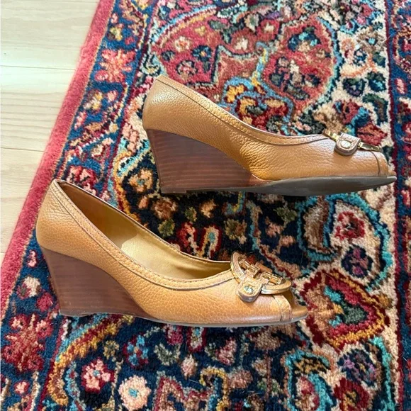 Tory Burch Tan Peep-Toe Heels - Picture 2 of 10